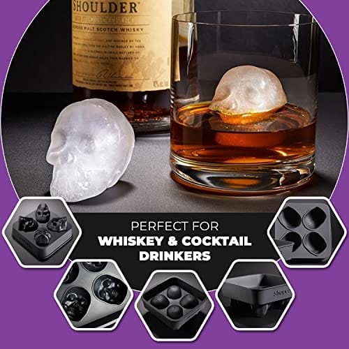 Shaped 3D Large Skull Ice Cube Mold Tray, Stackable Silicone Round Ice –  Advanced Mixology