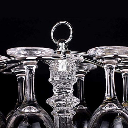 6 Hook Tabletop Glass Eiffel Tower Design Stemware Rack/Rotate 6 Wine Glass Storage Holder Stand Air Drying Rack