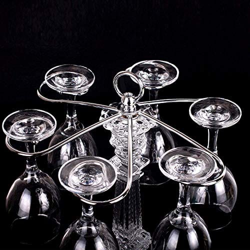 6 Hook Tabletop Glass Eiffel Tower Design Stemware Rack/Rotate 6 Wine ...