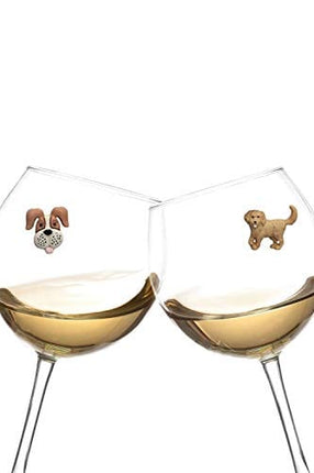 Simply Charmed Dog Wine Charms or Magnetic Glass Markers for Stemless Glasses - Great Birthday or Hostess Gift for Dog Lovers - Set of 6 Cute Puppy Glass Identifiers