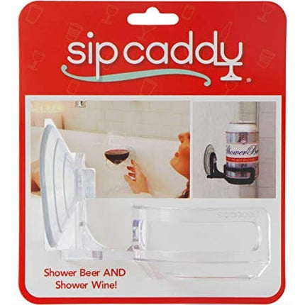 The Original SipCaddy Shower Beer & Bath Wine Holder | Portable Cupholder | Shower Caddy | Drink Holder for Beer & Wine | American-Made Suction Cup | The Best | Clear