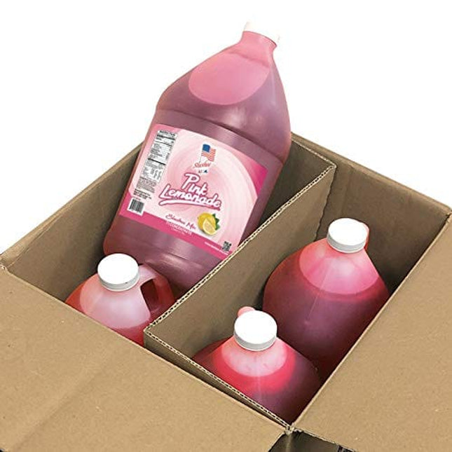 Pink Lemonade Slushee Mix | 1 Gallon - 128oz | (Yields Approx. 96-12oz servings) | Mix 7 Parts Water With 1 Part Syrup