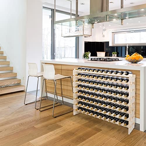 Smartxchoices Stackable Modular Wine Rack 96 Bottle Wooden Wine Storag ...