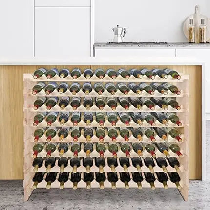 Smartxchoices Stackable Modular Wine Rack 96 Bottle Wooden Wine Storage Rack Freestanding Wine Holder Display Shelves, Wobble-Free, Solid Wood, (Eight-Tier, 96 Bottle Capacity)