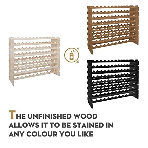 Smartxchoices Stackable Modular Wine Rack 96 Bottle Wooden Wine Storag ...