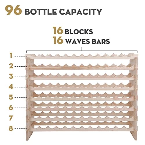 Smartxchoices Stackable Modular Wine Rack 96 Bottle Wooden Wine Storag ...