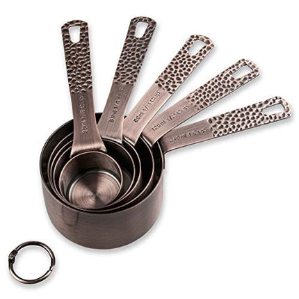 Smithcraft Copper Measuring Cups Set, Stainless Steel Measuring Cups, Copper Plated Measuring Cups, 5 Measurer cups, Metal Measurement Cups