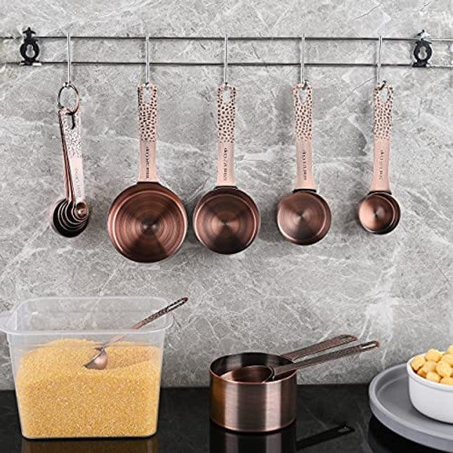 Smithcraft Copper Measuring Cups Set, Stainless Steel Measuring Cups, Copper Plated Measuring Cups, 5 Measurer cups, Metal Measurement Cups