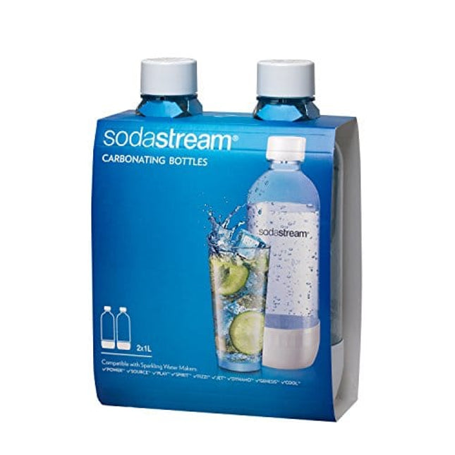 SodaStream Carbonating Bottle, 1 liter, White (Pack of 2)