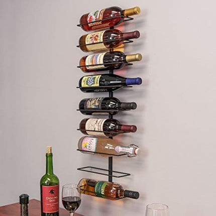 Southern Homewares Nine Bottle Wine Display Simple Storage Wall Rack - Kitchen Organization for Wine or Spirits