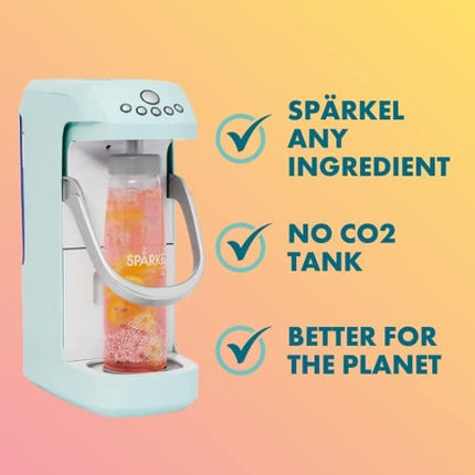 Spärkel Beverage System (Seafoam) - Sparkling Water and Soda Maker - A New Way of Sparkling - Use Fresh & Natural Ingredients - No CO2 Tank Needed