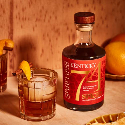 SPIRITLESS Kentucky 74 Spiced | Non-Alcoholic Cinnamon Whiskey Spirit | Fully Distilled & Award-Winning Mocktail & Cocktail Ingredient | For Halfsies or Fully Spiritless | Non-GMO & Vegan | 700 ml Bottle