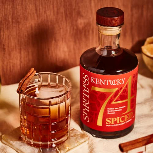 SPIRITLESS Kentucky 74 Spiced | Non-Alcoholic Cinnamon Whiskey Spirit | Fully Distilled & Award-Winning Mocktail & Cocktail Ingredient | For Halfsies or Fully Spiritless | Non-GMO & Vegan | 700 ml Bottle