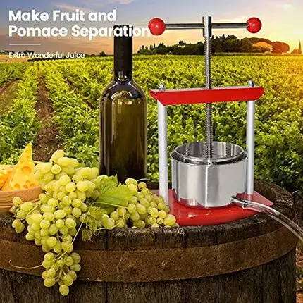 SQUEEZE master Cheese Tincture Herb Fruit Wine Manual Press -1.6Gallon/ 6 Litre-Power Ball Handle-Stainless Steel & Iron for Juice,Cider,Wine,Olive Oil
