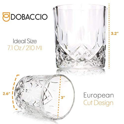 Whiskey Glasses, Scotch Bourbon Drinking Cups, Old Fashioned Crystal Clear Gift Set of 4