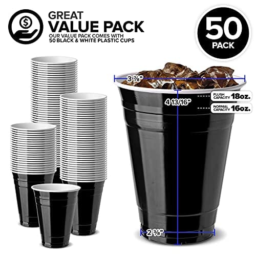 Exquisite Red Heavy Duty Disposable Plastic Cups, Bulk Party Pack, 12 oz -  50 Count 