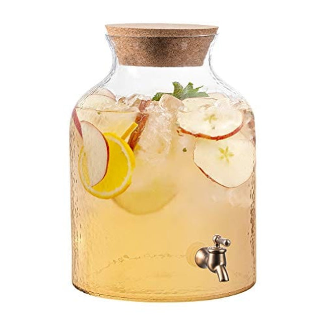Style Setter Beverage Drink Dispensers Glass & Cork Lid, Clear, 2.7 Gallon