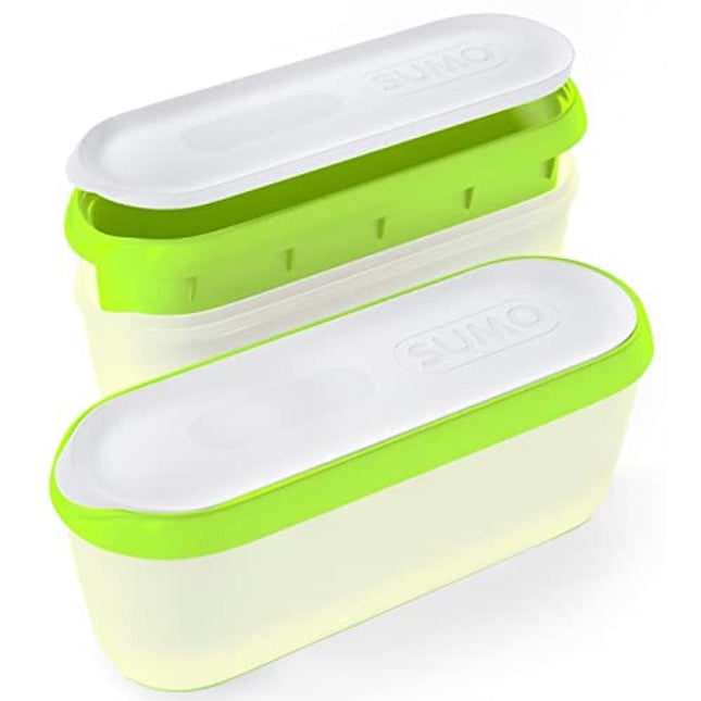 SUMO Ice Cream Containers for Homemade Ice Cream - 2 Containers - 1.5 Quart Each - Green