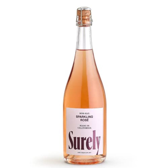 Surely Non Alcoholic Sparkling Rosé, Dealcoholized California Sparkling Rosé, 2g Sugar, 20 Calories, Gluten Free, 750ml (25 fl. oz)