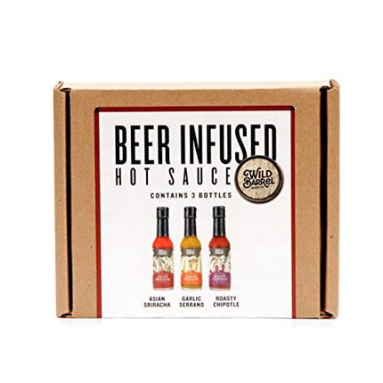 Beer-infused Hot Sauce Variety 3-pack (Includes Asian Sriracha, Garlic Serrano, & Roasty Chipotle) - Craft Beer Gift, Hot Sauce Gift Set, Beer Sauce, BBQ Sauce, Beer Lover, Grill + Man Cave