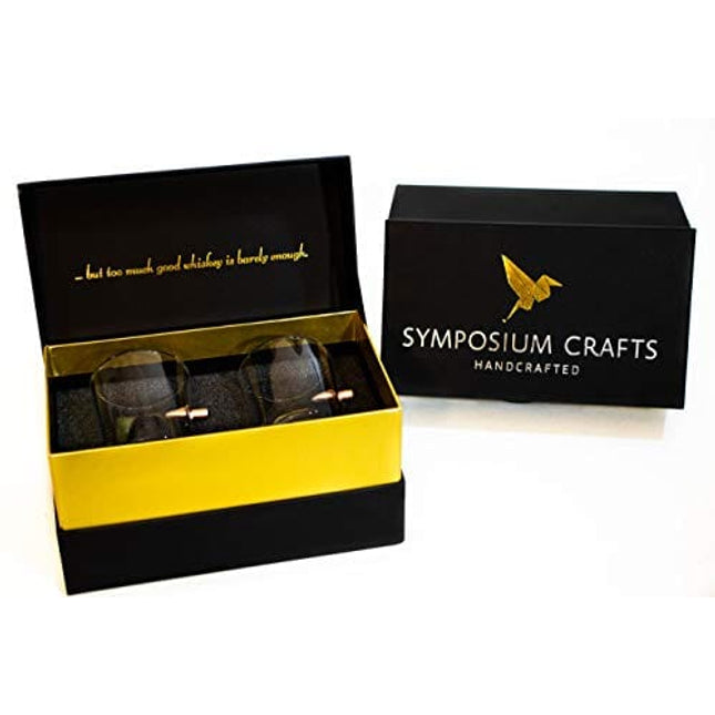 Symposium Crafts Set of 2 Handcrafted .308 Bullet Glasses | Premium Gift Box | Designed in America | 10oz Tumbler