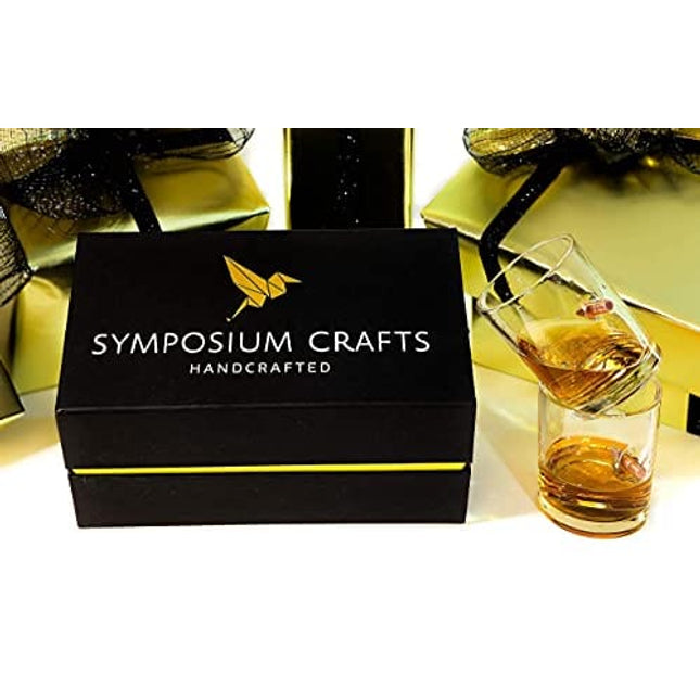Symposium Crafts Set of 2 Handcrafted .308 Bullet Glasses | Premium Gift Box | Designed in America | 10oz Tumbler