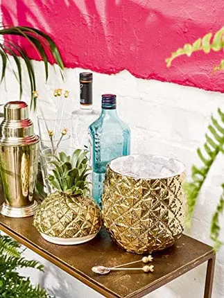 Talking Tables Gold Pineapple Ice Bucket with Lid Premium Drinks Trolley | Retro Bar Accessory | Classy Party Decoration | Elegant Cooler | Ideal Gift for Him or Her, 21.5 x 21.5 x 27 cm
