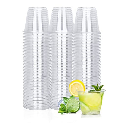 TashiBox 9 oz Disposable Plastic Cups, 100 Count, Crystal Clear