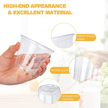 TashiBox 9 oz Disposable Plastic Cups, 100 Count, Crystal Clear