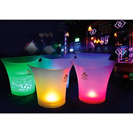 LED Ice Bucket,TECKCOOL 5L Large Capacity Wine Cooler Led Waterproof with Colors Changing,Retro Champagne Wine Drinks Beer Bucket,Power by 2 AA Batteries,for Party,Home,Bar,etc (batteries not include)