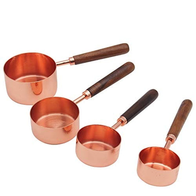 Measuring Cups Set, TeenGo Stainless Steel Measuring Cups Set for Dry, Liquid Ingredients with Wooden Handle Used for Cooking & Baking