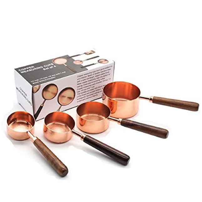 Measuring Cups Set, TeenGo Stainless Steel Measuring Cups Set for Dry, Liquid Ingredients with Wooden Handle Used for Cooking & Baking