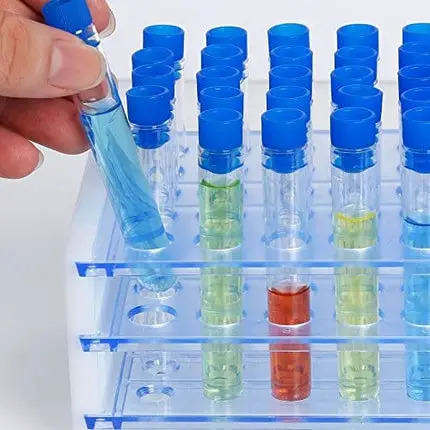 Teenitor 50 Pack Clear Plastic Test Tubes with Blue Caps, 13×78mm, Great for Halloween Party