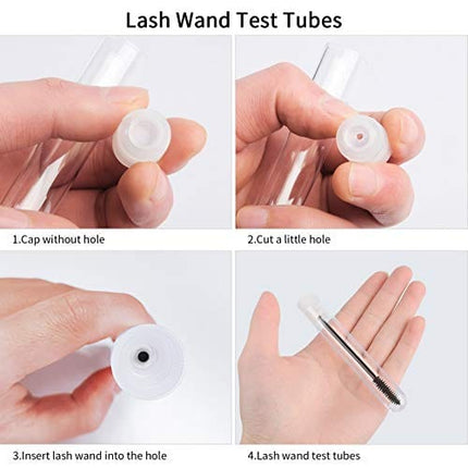 Temedon 100pcs Test Tubes, 16x100mm(10ml) Plastic Test Tubes with Caps for Lash Wands, Scientific Experiments, Plant Propagation