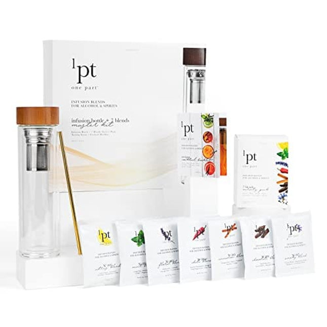 1pt Cocktail Infusion Master Kit - Craft Cocktail Home Bar Infuser Kit w/ Infusion Bottle & Infusion Blend Variety Pack, 9 Piece Set