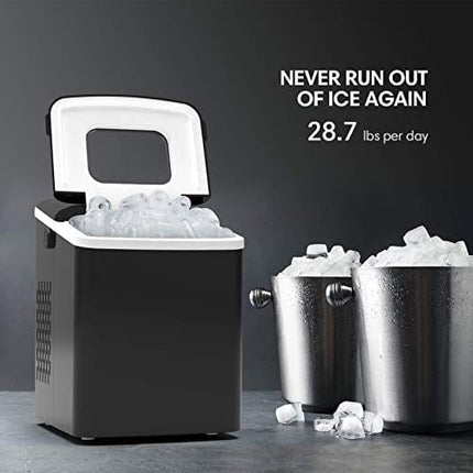 Terra Hiker Ice Maker for Countertop with Handle, 9 Ice Cubes Ready in 6 Minutes, 28.7 lbs Ice in 24 Hours, No Water Line and Drain Line Required, Home Ice Machine with Ice Scoop and Basket