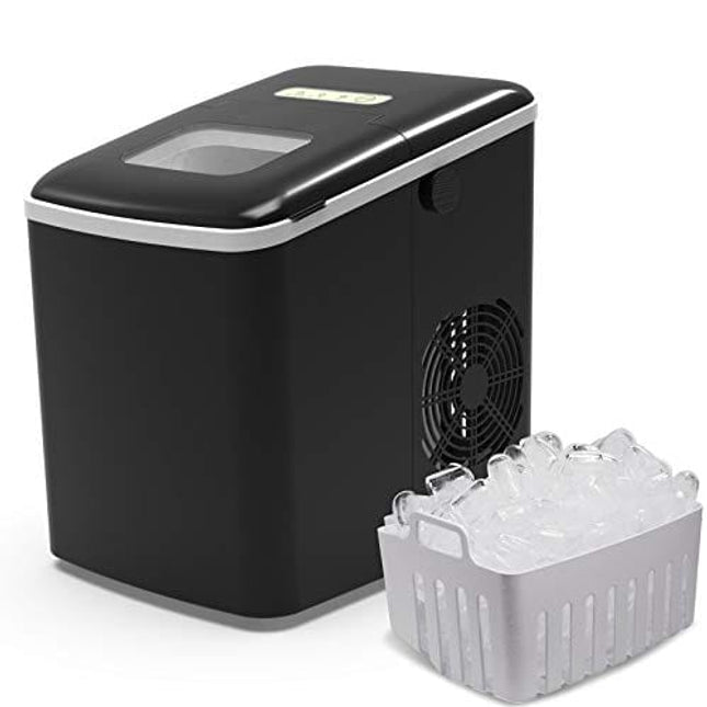 Terra Hiker Ice Maker for Countertop with Handle, 9 Ice Cubes Ready in 6 Minutes, 28.7 lbs Ice in 24 Hours, No Water Line and Drain Line Required, Home Ice Machine with Ice Scoop and Basket