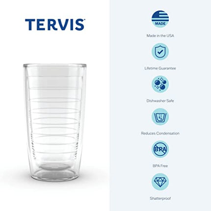 Tervis Made in USA Double Walled Clear & Colorful Tabletop Insulated Tumbler Cup Keeps Drinks Cold & Hot, 16oz - 4pk, Clear