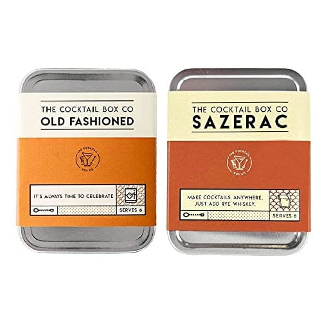 The Old Fashioned & Sazerac Cocktail Kit - The Cocktail Box Co. Premium Cocktail Kits - Hand Crafted Cocktails. Great gift for any cocktail lover! (2 Kit Variety Pack)