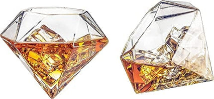 The Wine Savant Diamond Whiskey Decanter l With 2 Diamond Glasses Liquor, Scotch, Rum, Bourbon, Vodka, Tequila Decanter (750 ML DECANTER)