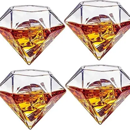 The Wine Savant Diamond Whiskey Decanter l With 2 Diamond Glasses Liquor, Scotch, Rum, Bourbon, Vodka, Tequila Decanter (750 ML DECANTER)
