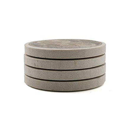 Thirstystone Old World Passages Printed Sandstone Coasters, All Natural Stone with Non-Slip Cork Backing, Drink Absorbent & Protects Table, Set of 4,Antique Map