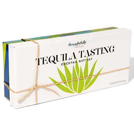 Thoughtfully Cocktails, Tequila Tasting Gift Set, Includes Wooden Flight Board, Knife, 4 Shot Glasses, 4 Flavored Salts & More (Contains NO Alcohol)
