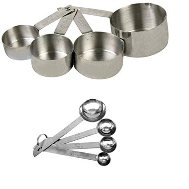 Thunder Group Ow356 Strainless Steel Measuring Spoons and Slmc2414 Measuring Cups 2 Piece Set