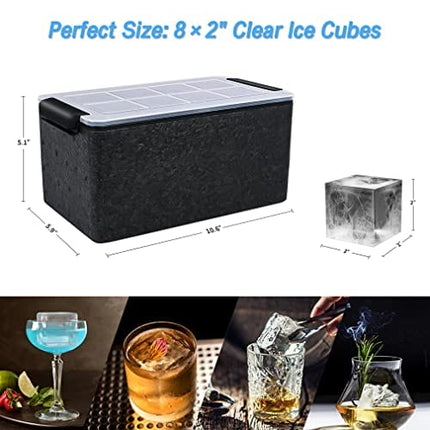 TINANA Upgrade 2 Inch Clear Ice Cube Tray Make 8 Large Square Crystal Clear Ice Cube Maker for Cocktail, Whiskey & Bourbon Drinks, Gifts for Men