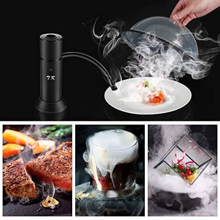 TMKEFFC Smoking Gun Portable Smoker Infuser, Handheld Cocktail Smoke Food Smoker for Meat, Sous Vide, Drinks, Cheese, Cup Cover and Wood Chips Included, Black