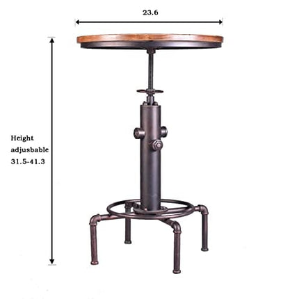 Topower Industrial Bar Table 31.5-41.3" Adjustable Pub Table Kitchen Dining Coffee Bistro Table (Bronze)