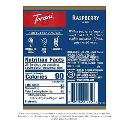 Torani Syrup, Raspberry, 25.4 Ounces (Pack of 4)