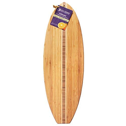 Totally Bamboo Surfboard Shaped Bamboo Wood Cutting Board and Charcuterie Serving Board, 23" x 7-1/2"