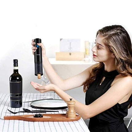 Toyuugo Electric Wine Opener , Automatic Corkscrew set contains Foil Cutter, Vacuum Stopper and Wine Aerator Pourer for Dating, Party and Wine lover (3 Piece Gift Set)